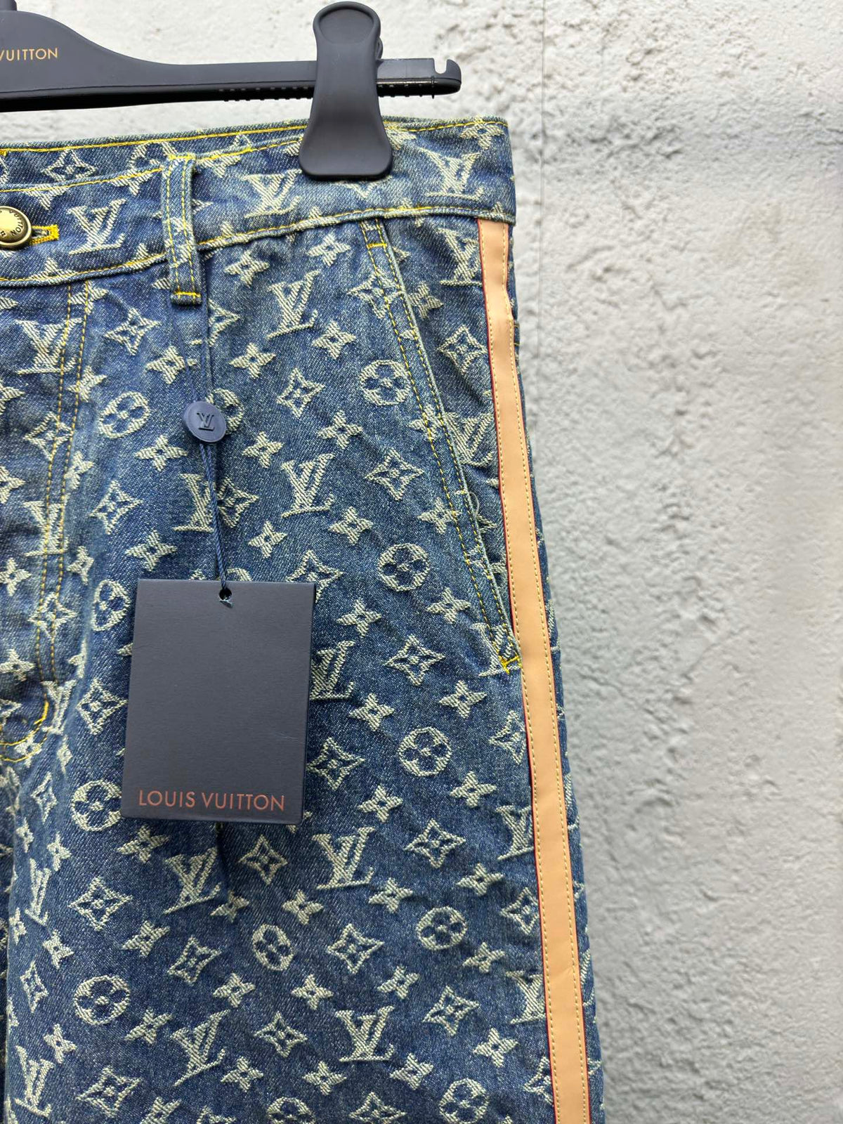 Jacquard full-print seam jeans