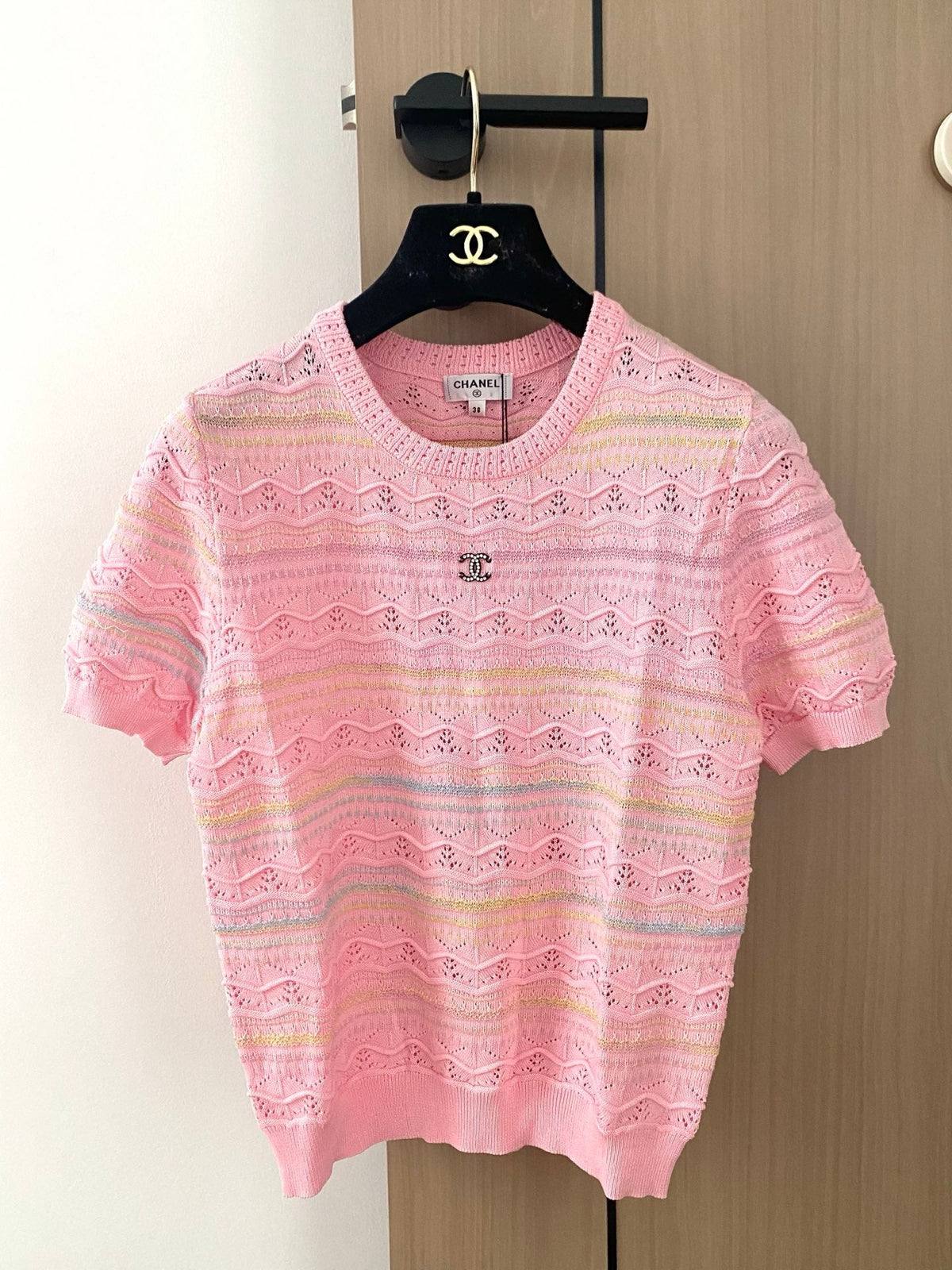Breathable striped crew neck short sleeves