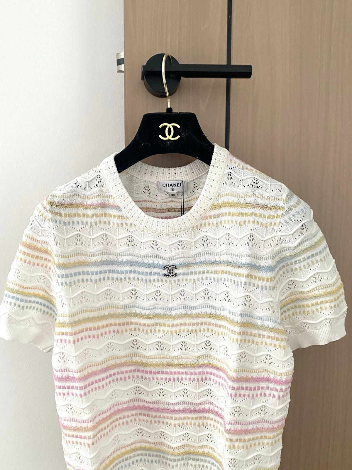 Breathable striped crew neck short sleeves