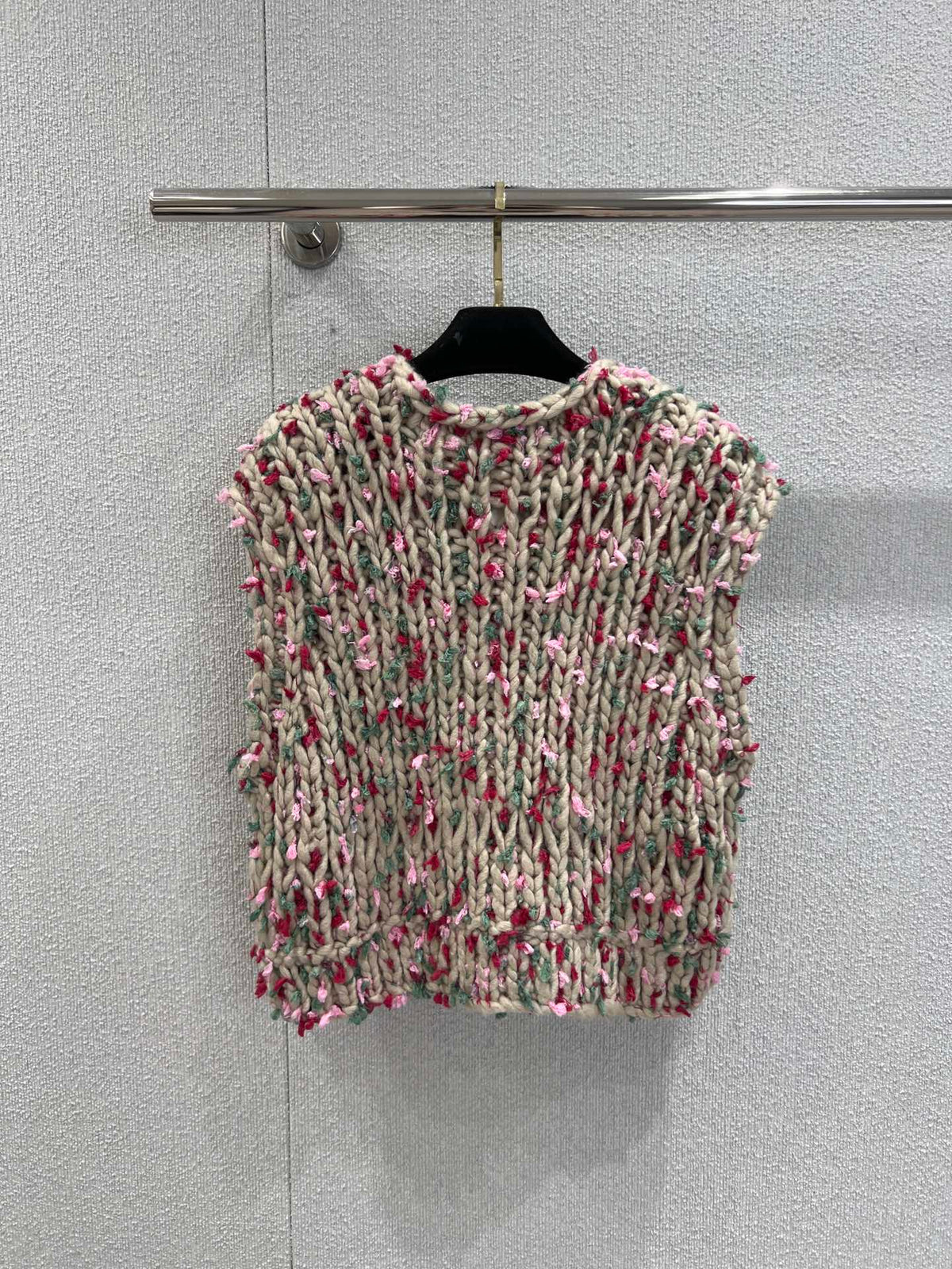 Vintage chunky-knit three-button vest