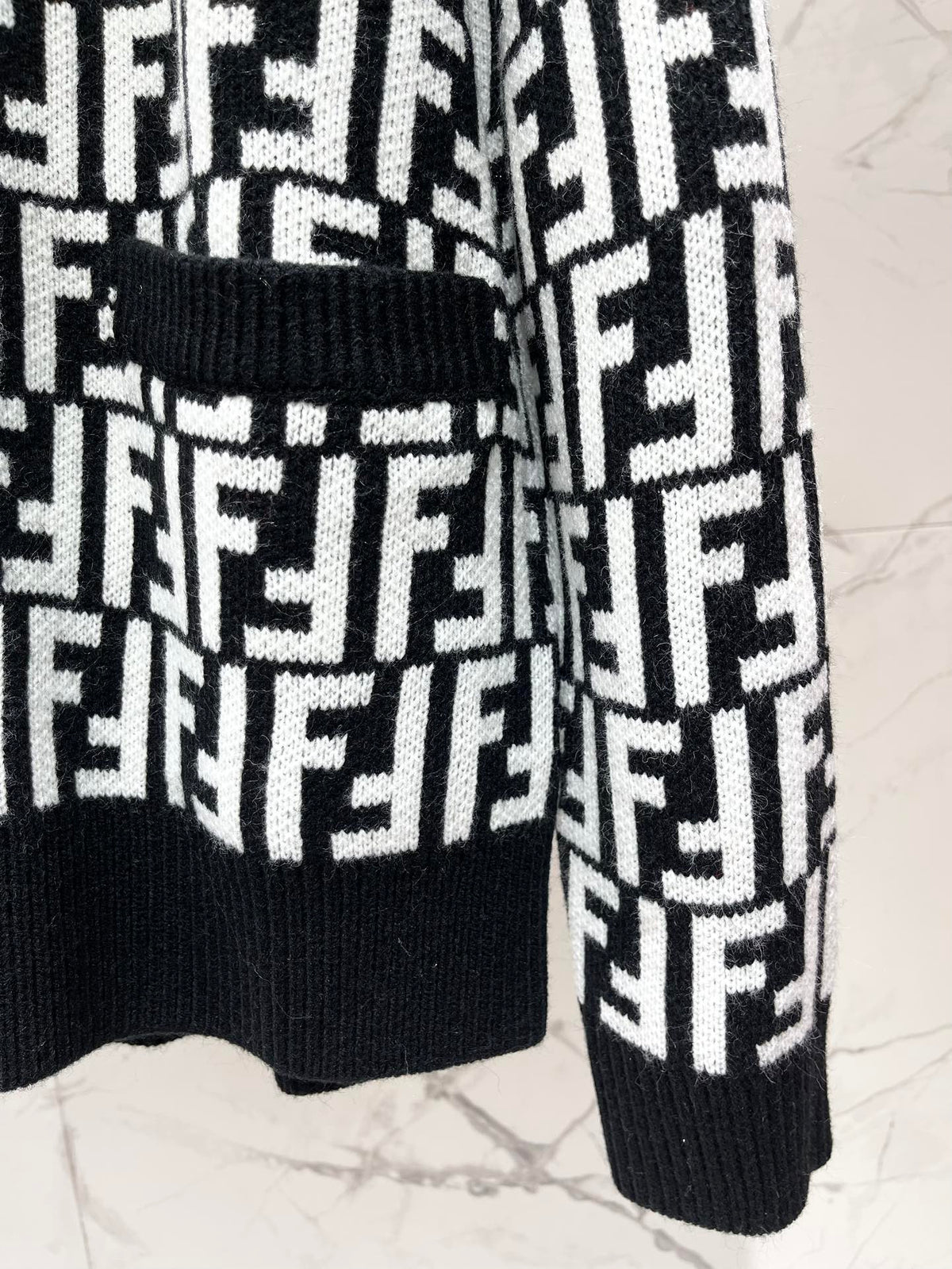 Letter Jacquard Knit Cardigan