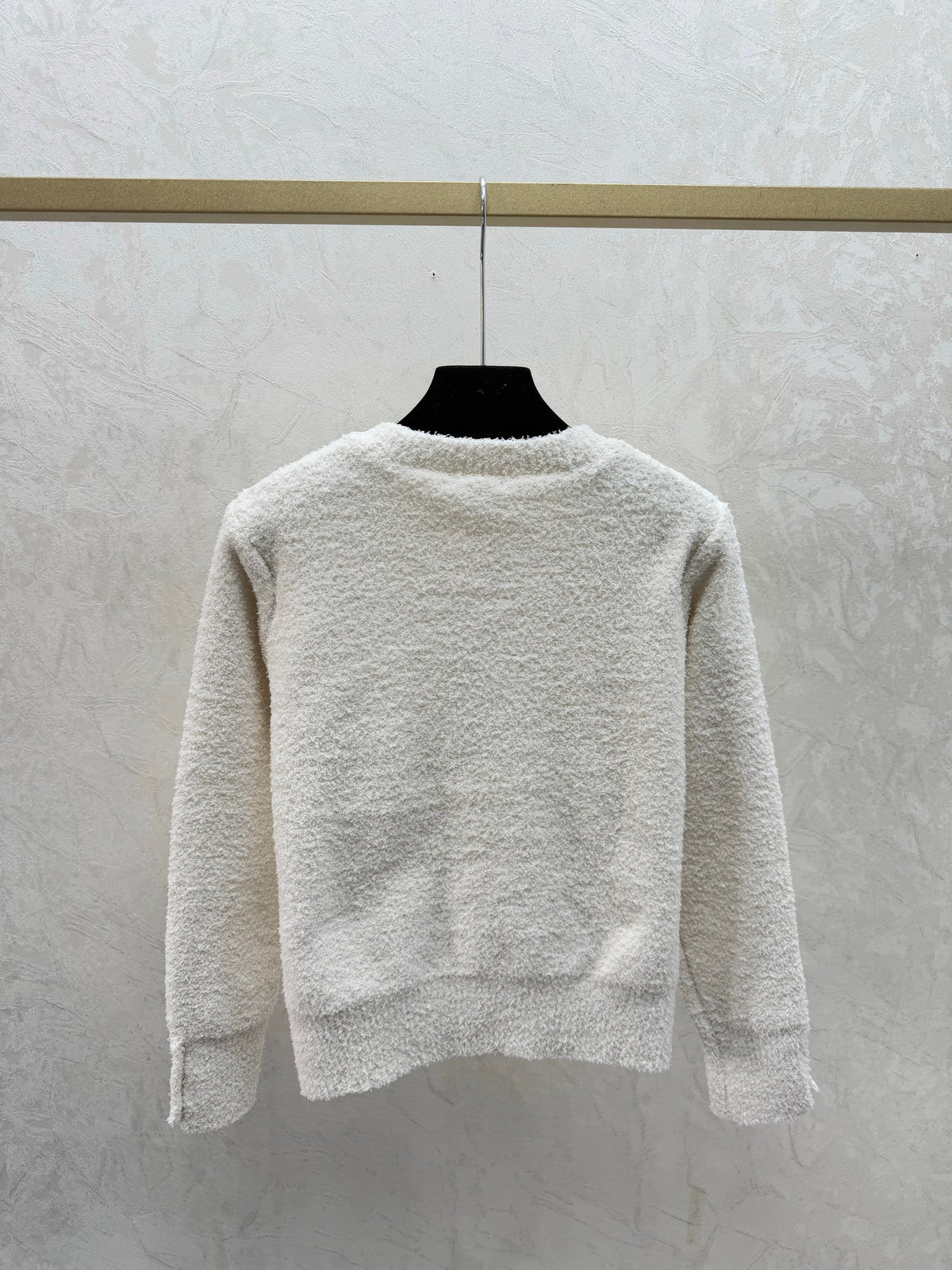 Letter Embroidered Crew Neck Knit Cardigan