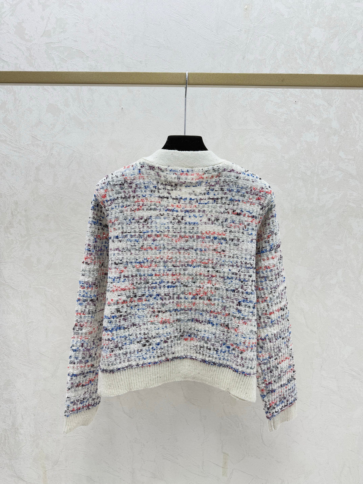 Color-blocked minimalist V-neck knit long-sleeved cardigan