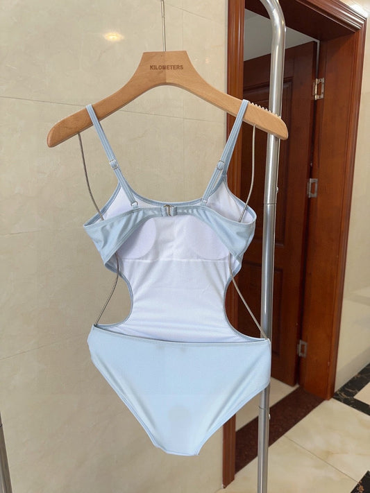 Sky blue one-piece swimsuit