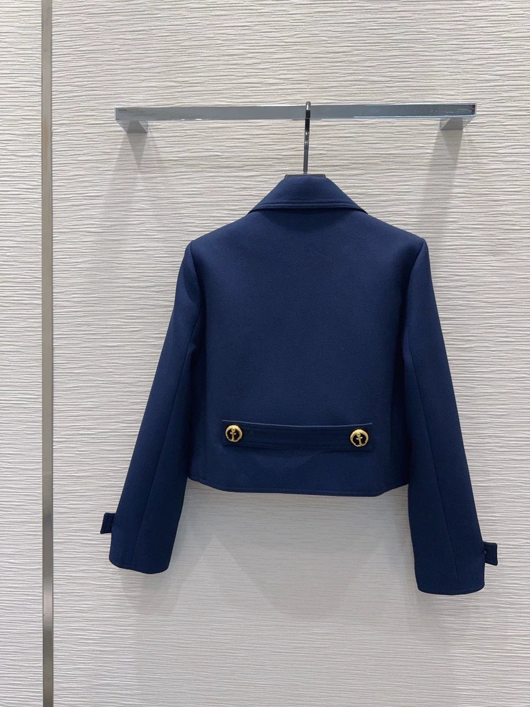 26New Double-Breasted Long-Sleeve Cropped Jacket