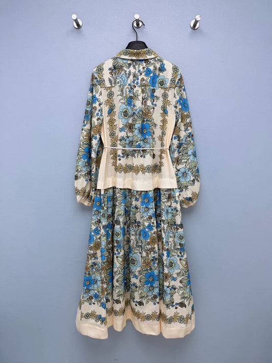 26New Vintage-Style Floral Linen-Blend Shirt Dress
