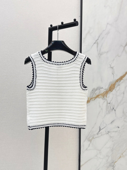 26SS NEW Navy Blue Crochet Vest π€
