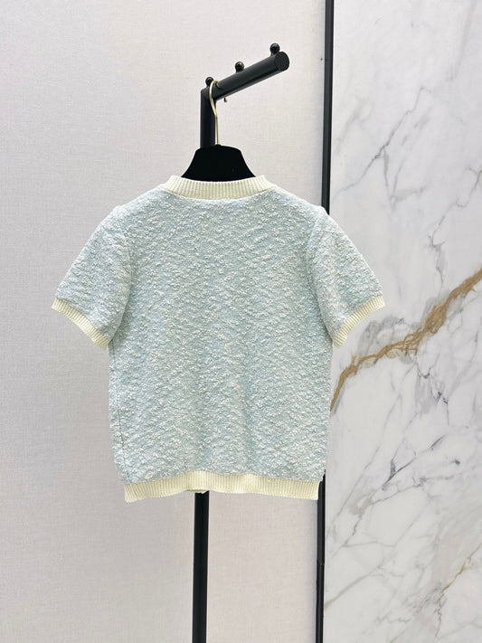 26FW New Short-Sleeve Knit Top with Contrast Trim π©΅