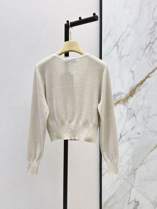 26FW New Lace-Trim V-Neck Knit Cardigan π€