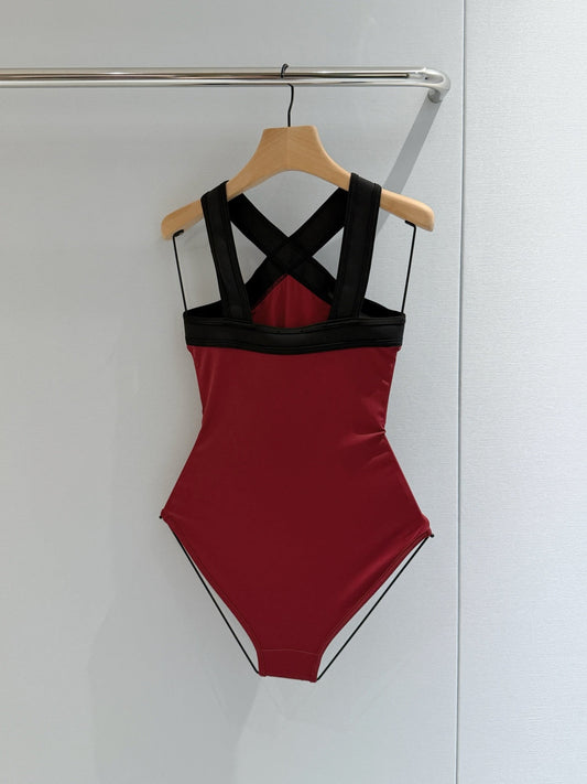 26FW New Dark Red One-Piece Swimsuitπ