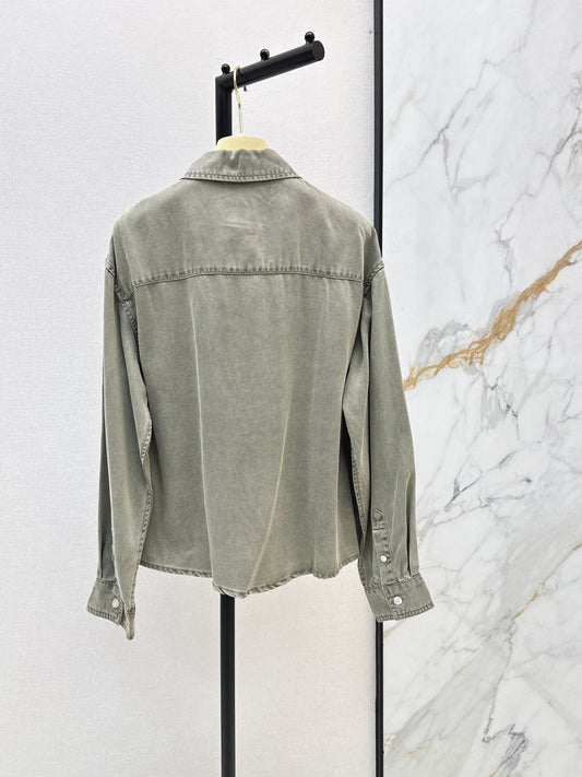 26FW New Denim Shirt with Contrasting Letter Logo Embroidery π€