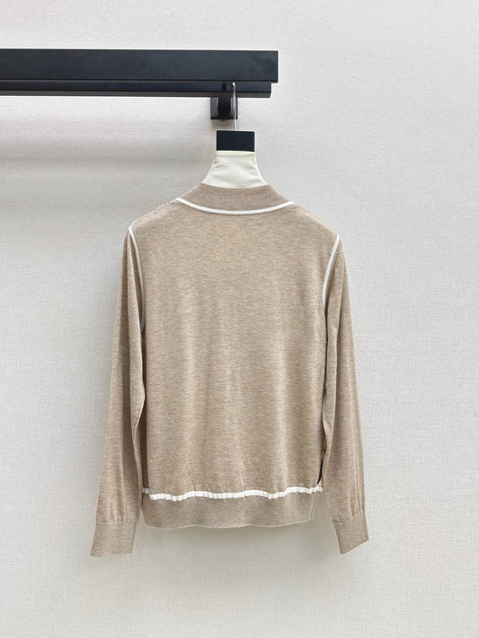 26FW New Long-Sleeve Knit Cardigan with Rayon-Blend Printed Panel π€
