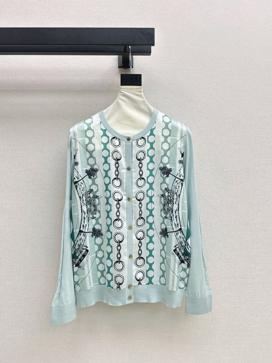 26FW New Long-Sleeve Knit Cardigan with Mixed Prints π€