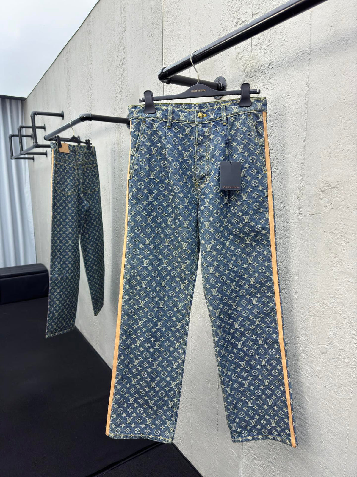 Jacquard full-print seam jeans