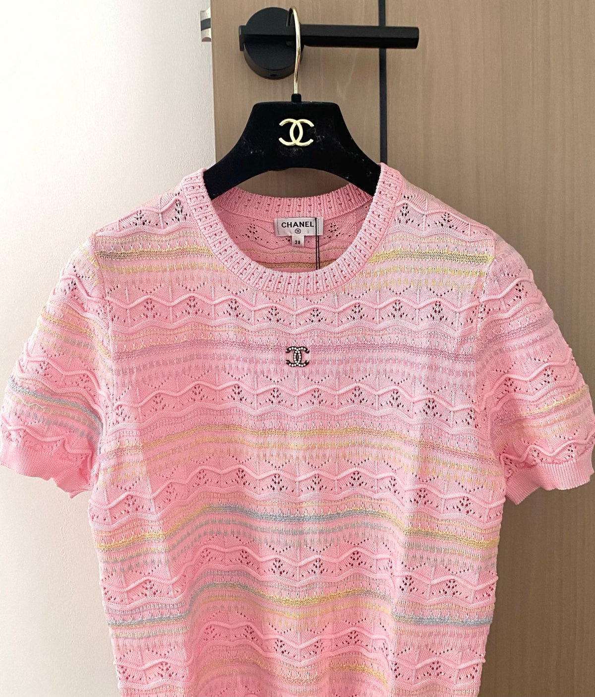 Breathable striped crew neck short sleeves