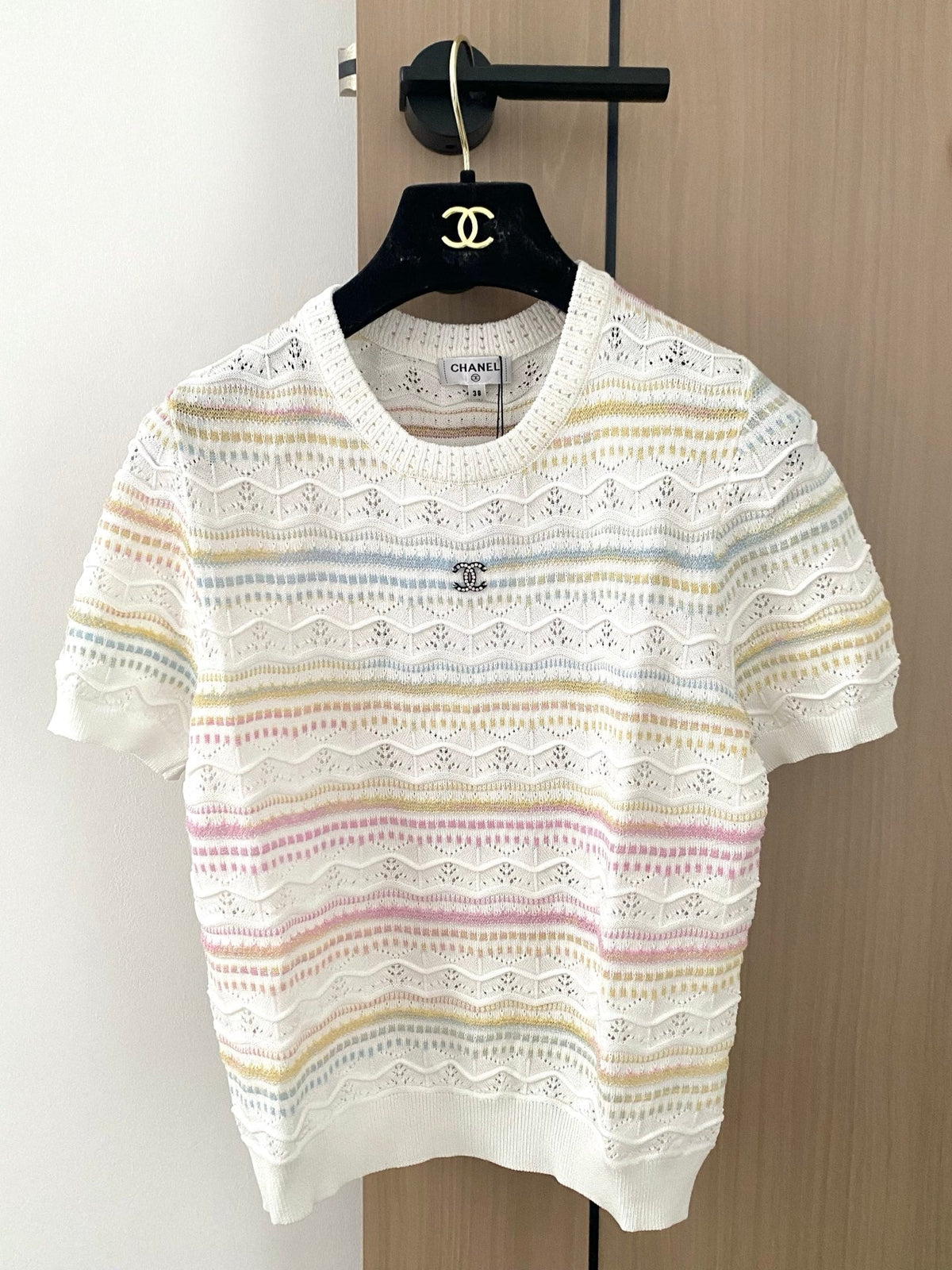 Breathable striped crew neck short sleeves