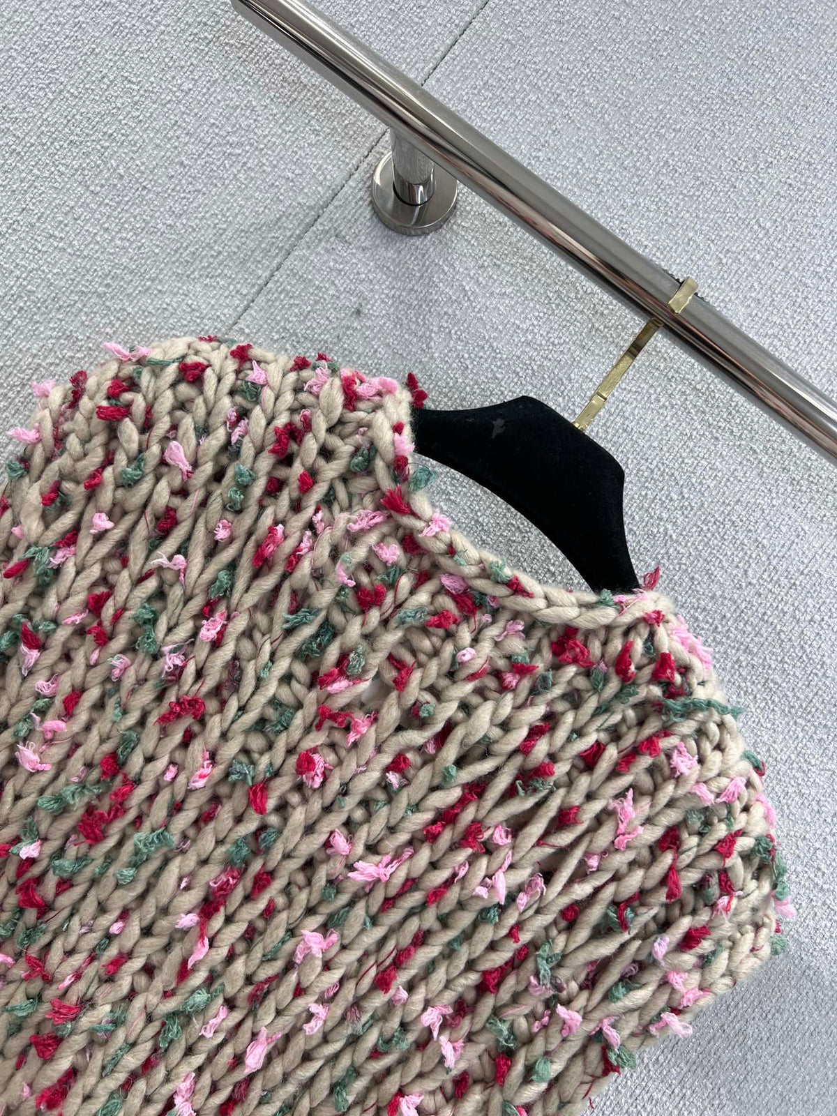 Vintage chunky-knit three-button vest