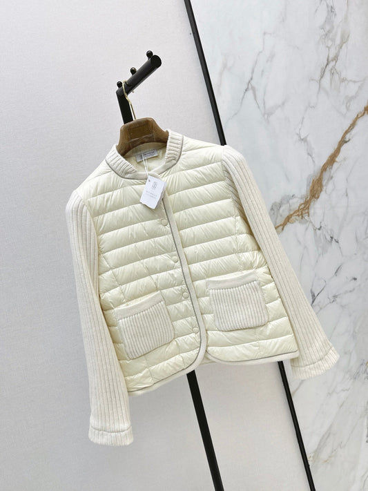Brunello Cucinelli / 26 Fall-Winter Latest Wool Knit Patchwork Down Jacket