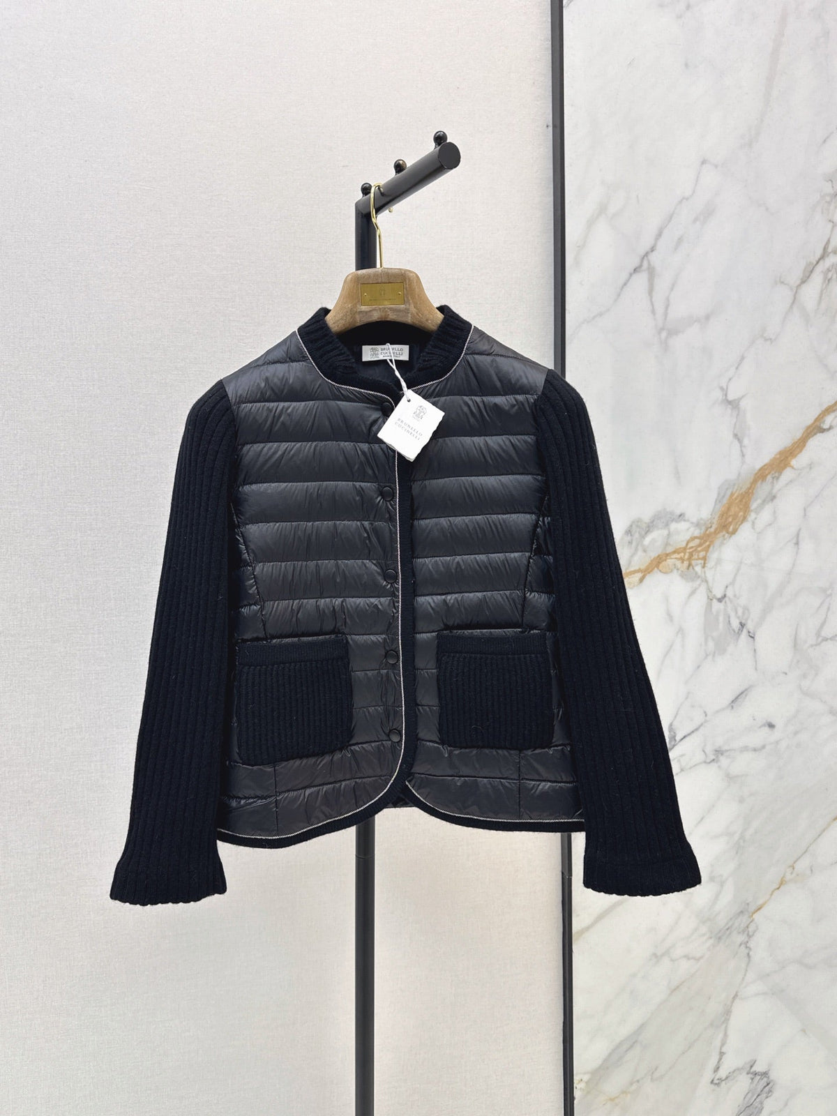 Brunello Cucinelli / 26 Fall-Winter Latest Wool Knit Patchwork Down Jacket