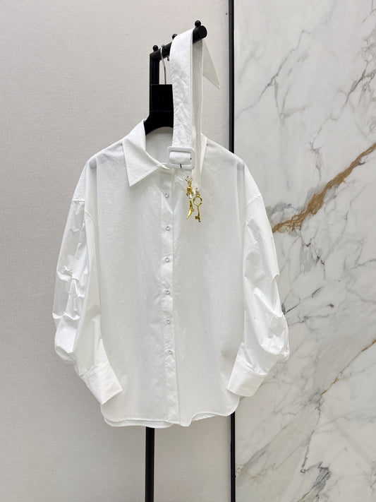 26 Fall/Winter New Belt-Decorated Pleated Shirt
