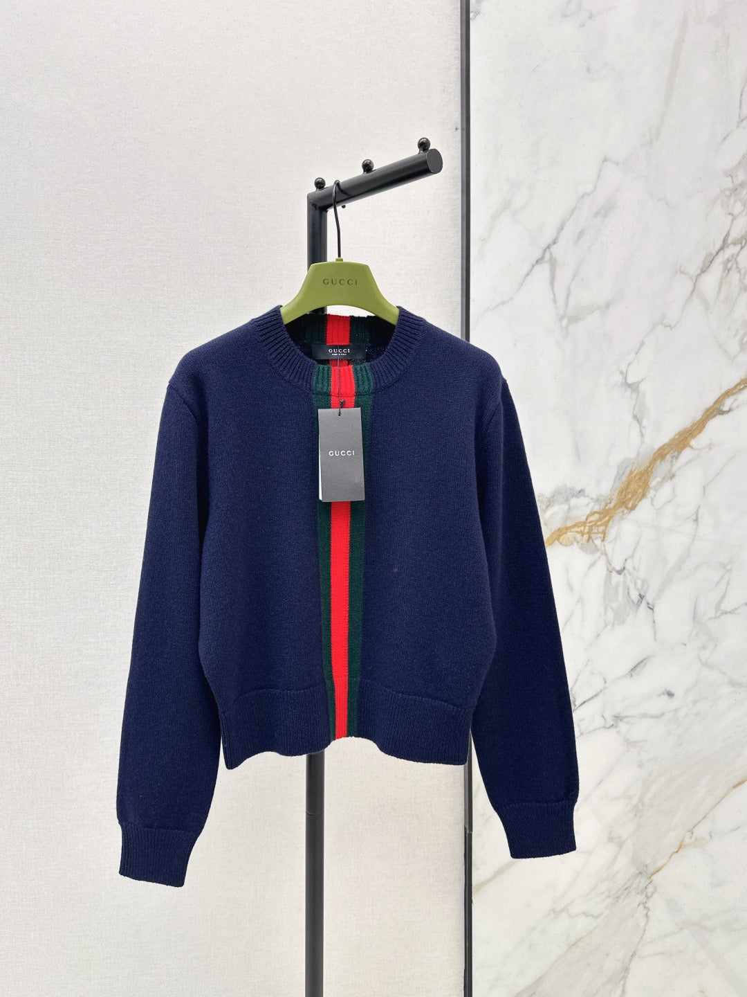 Red and Green Striped Cropped Sweater