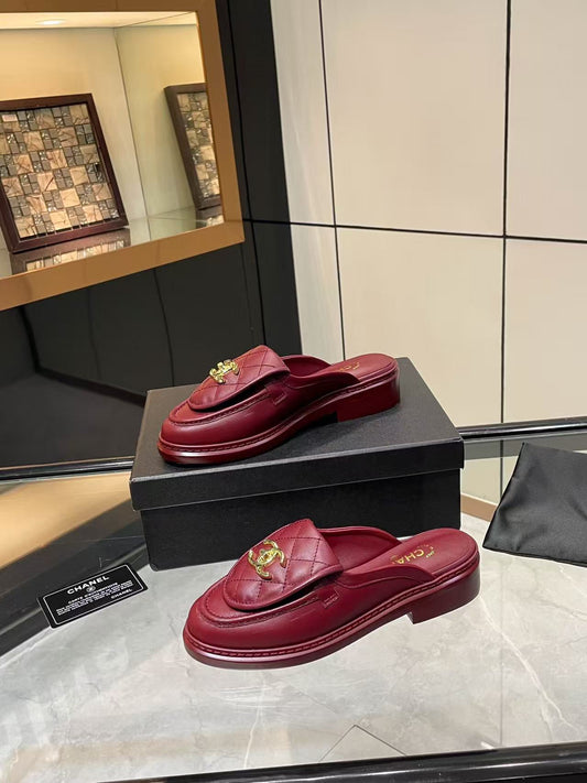 Satchel-Buckle Loafer Mules