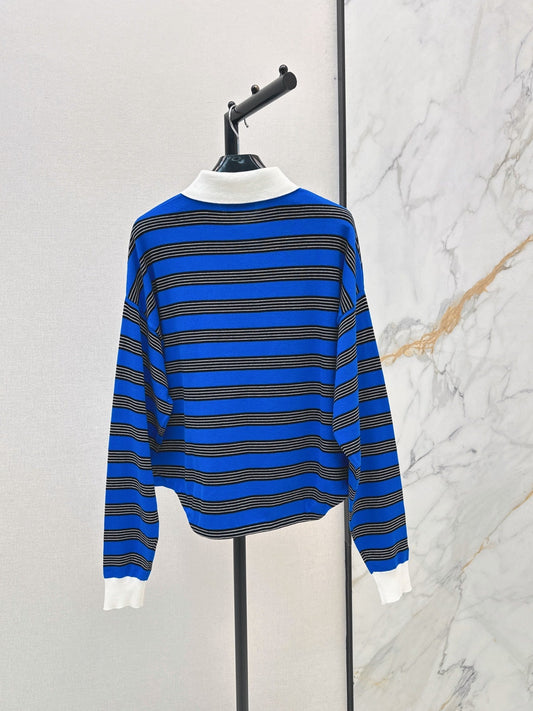 26FW New Striped Long-Sleeve Knit Polo 🩵