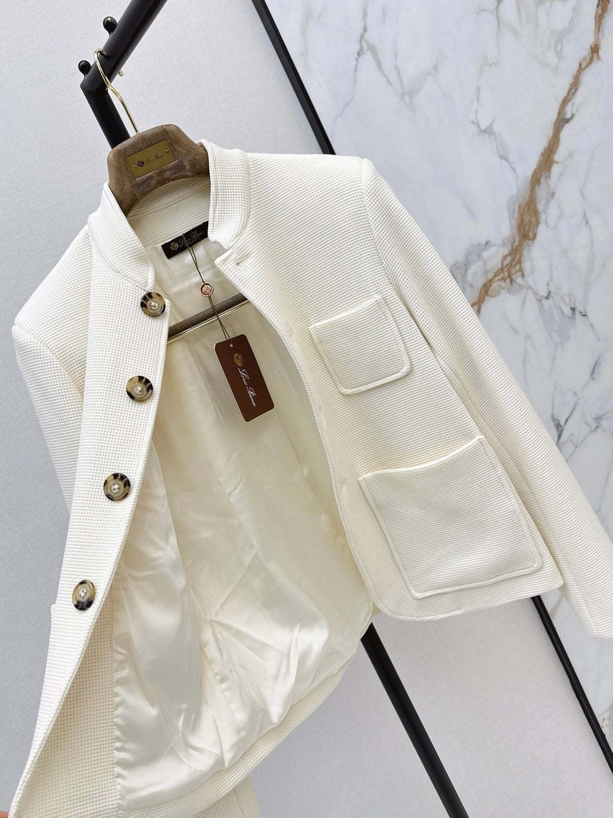 🔥Highest Quality🔥26FW New Cream Waffle-Knit Stand-Collar Jacket 🤍
